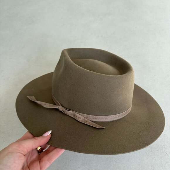 NWT Lack Of Color Moss Zulu Wool Felt Fedora Hat In Moss Brown Wide Brim - Picture 9 of 11
